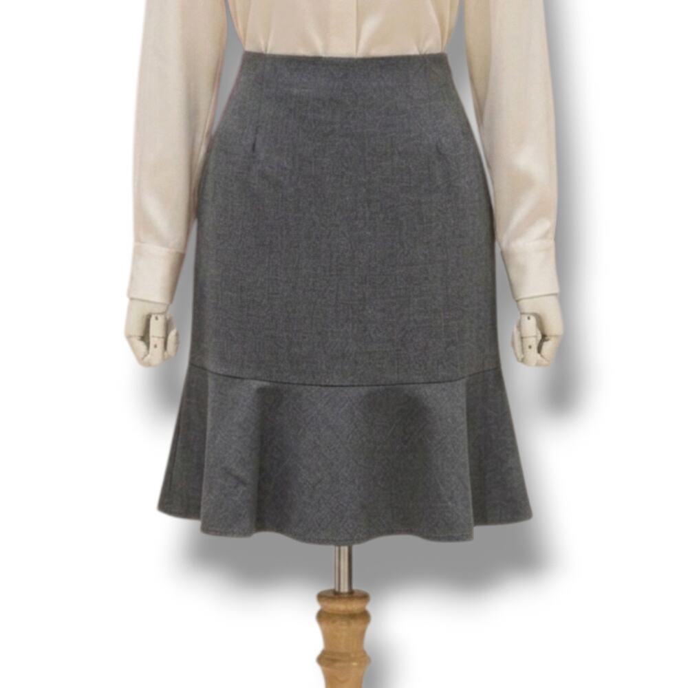 Worthington Gray Flounce Hem Mermaid Pencil Skirt Lined Size 12